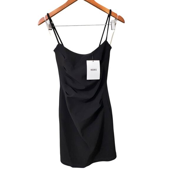 NWT Nookie Tease Mini Dress Small Black Bodycon Ruched Cocktail Party LBD - Picture 7 of 12